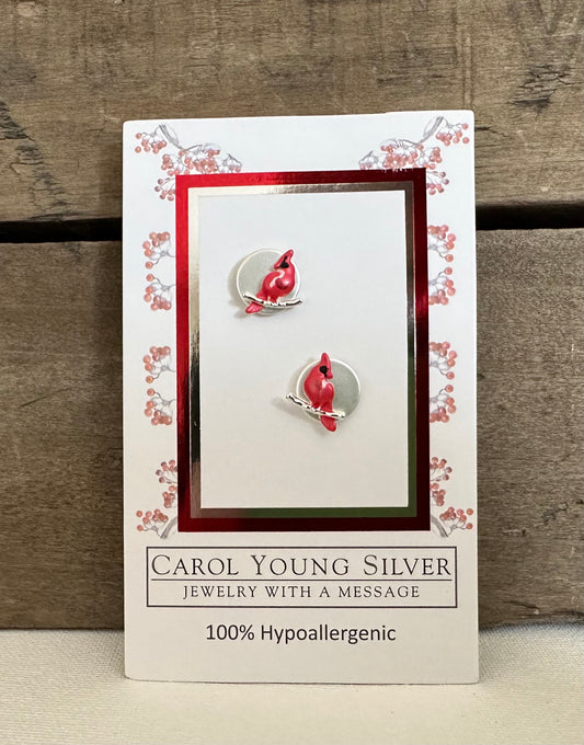 Cardinal Earrings/Disk Post