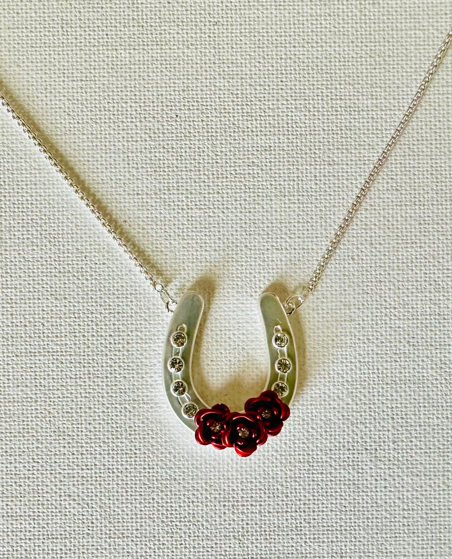 Equestrian: ARABIAN/Horseshoe with Roses Necklace