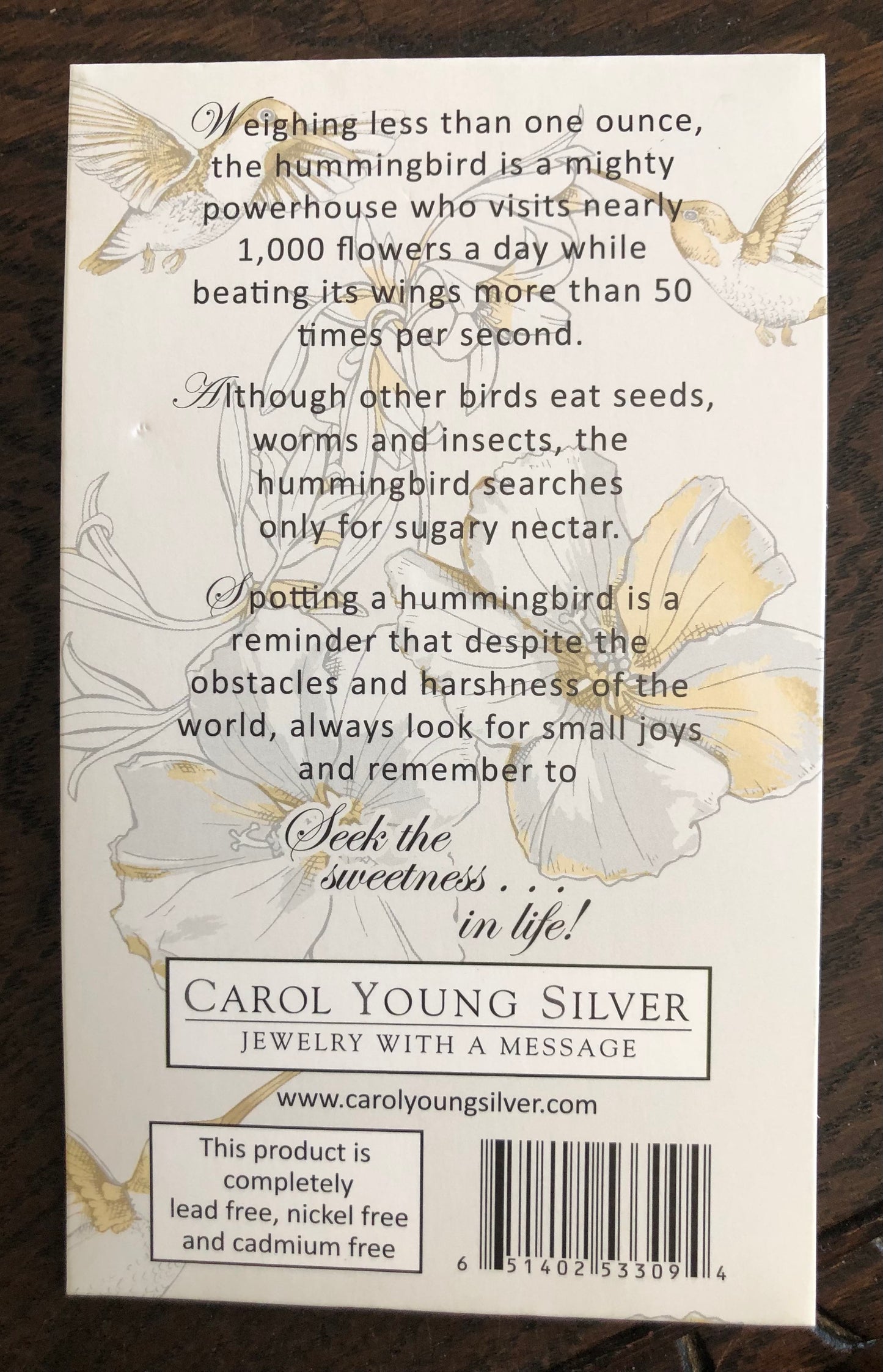 Hummingbird Carded BLING Petite - Necklace