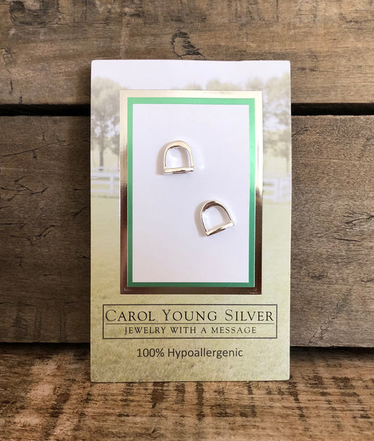 English Saddle Stirrup Earrings POST on CARD