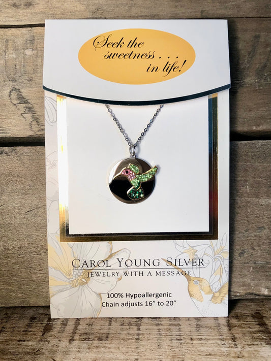 Hummingbird Carded BLING Petite - Necklace