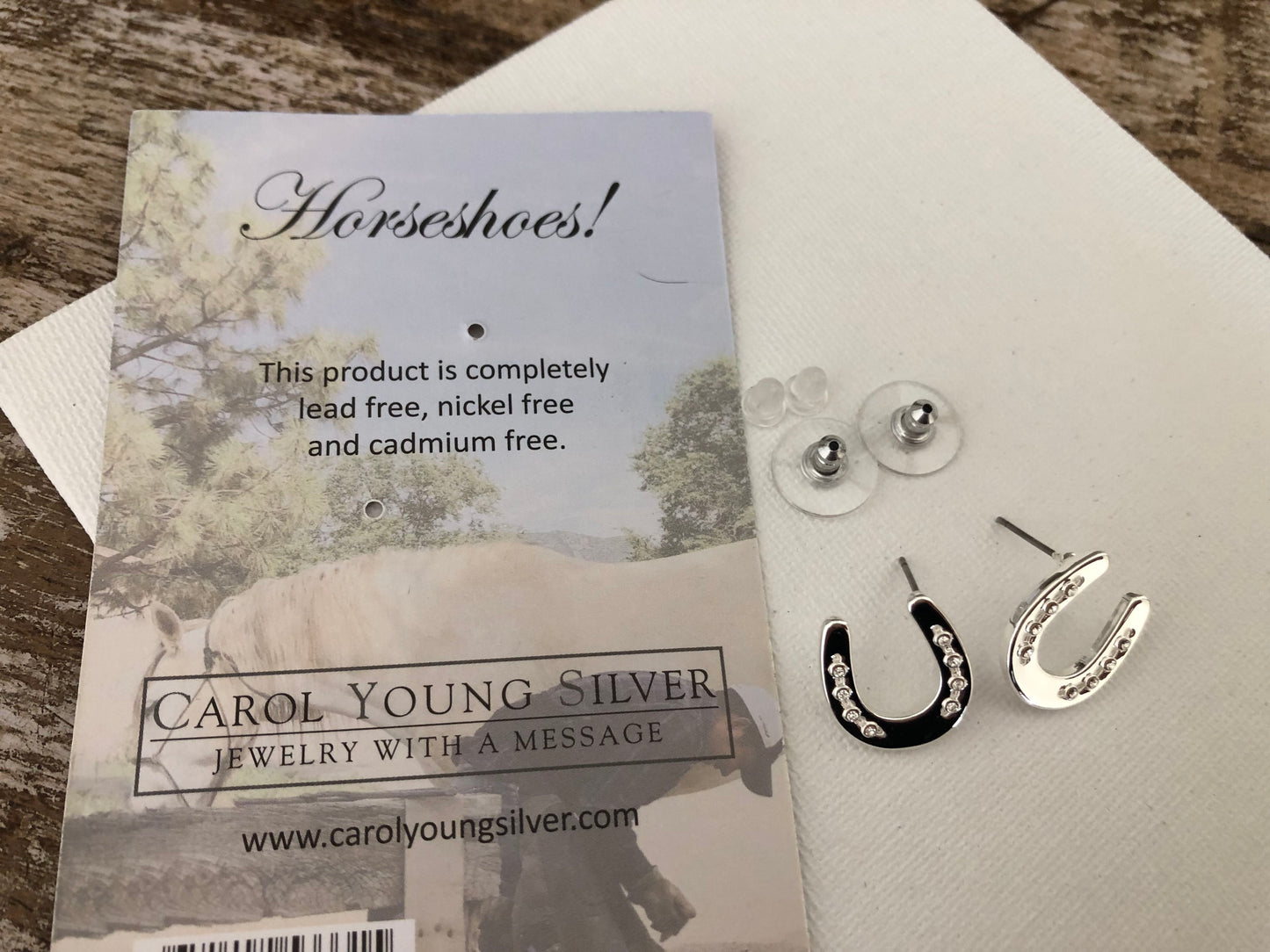 Horseshoes Earrings POST on CARD