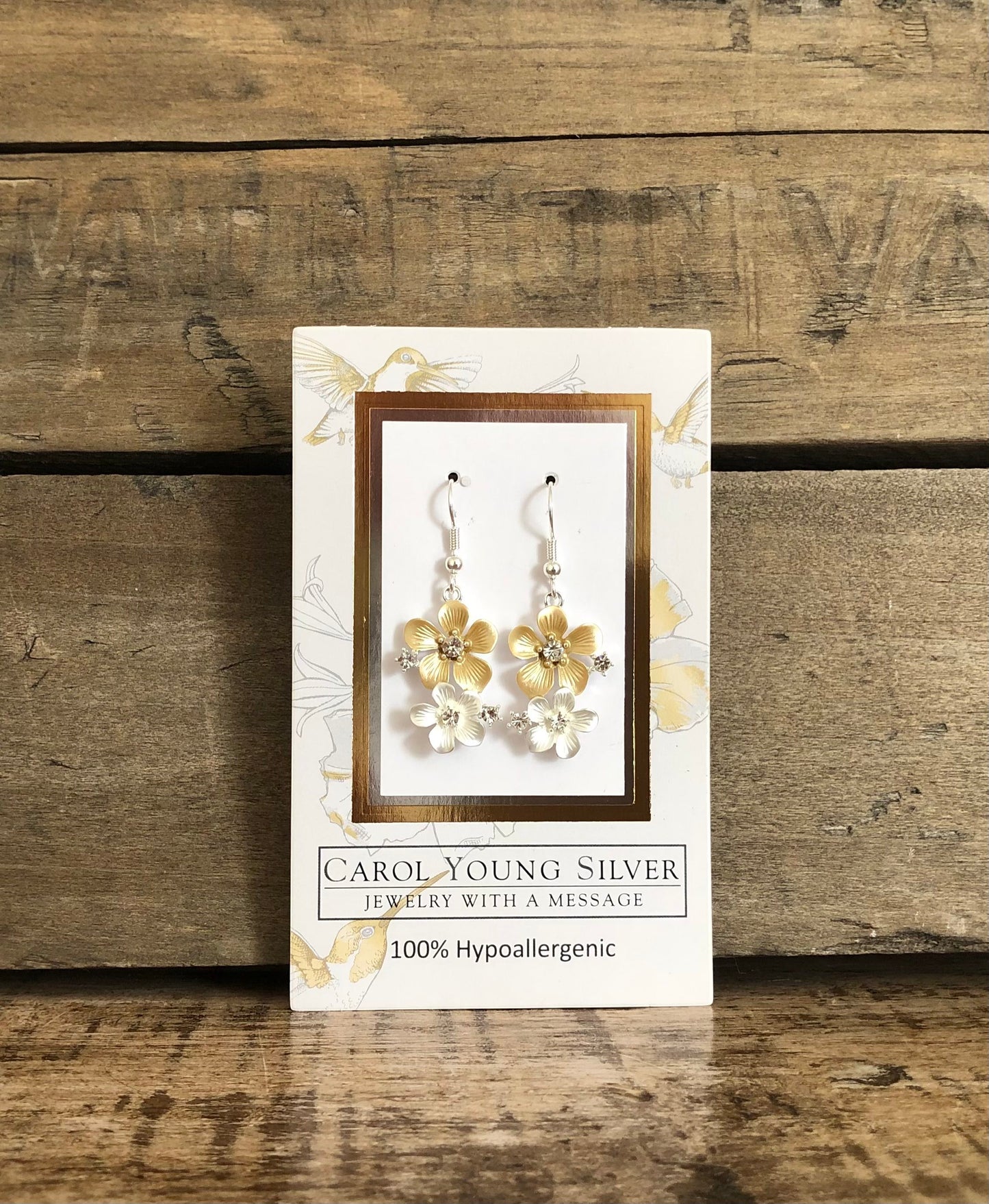 Hummingbird Story BLING - Two Flower WIRE earrings