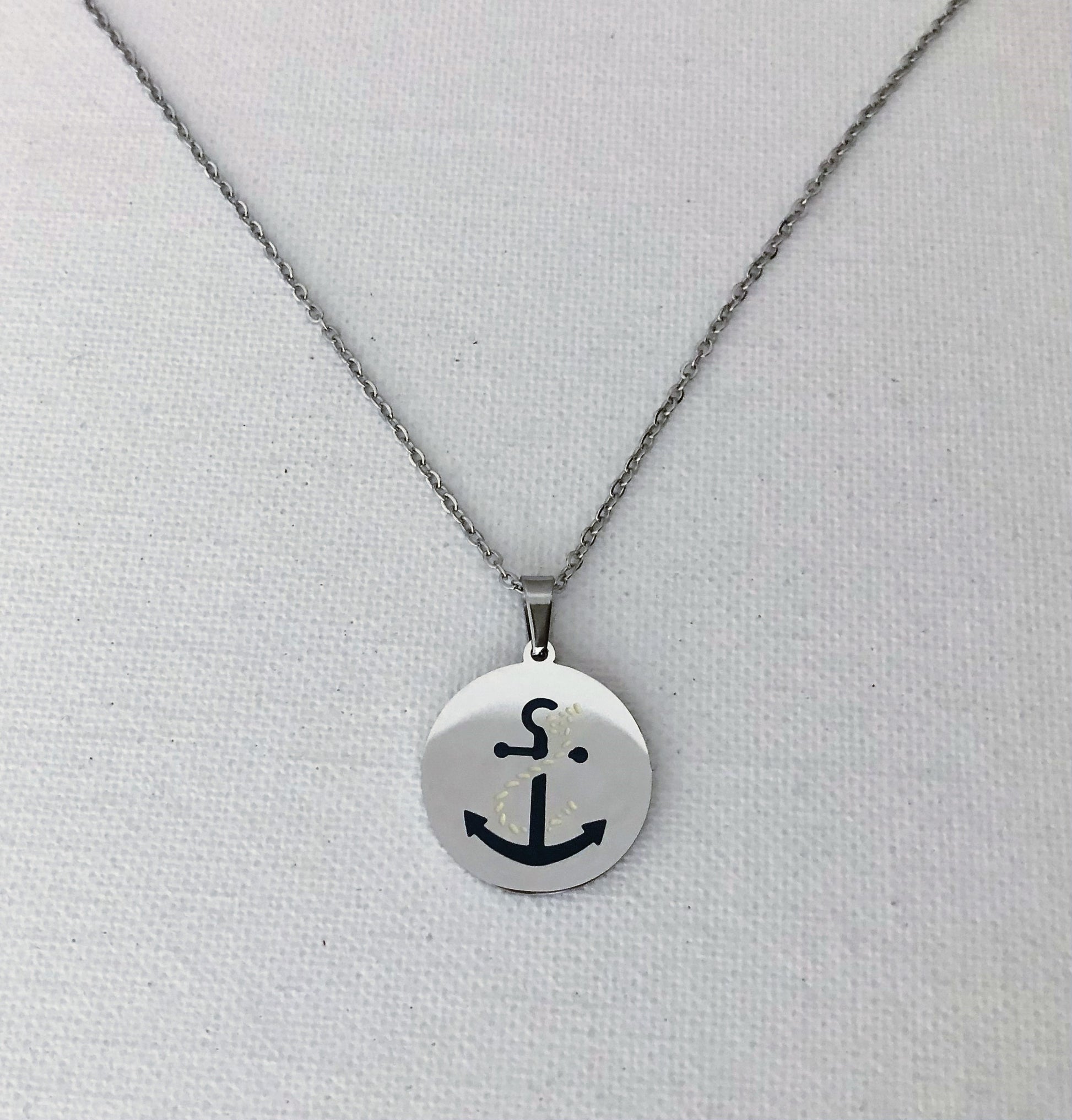 Anchor on Disk Necklace