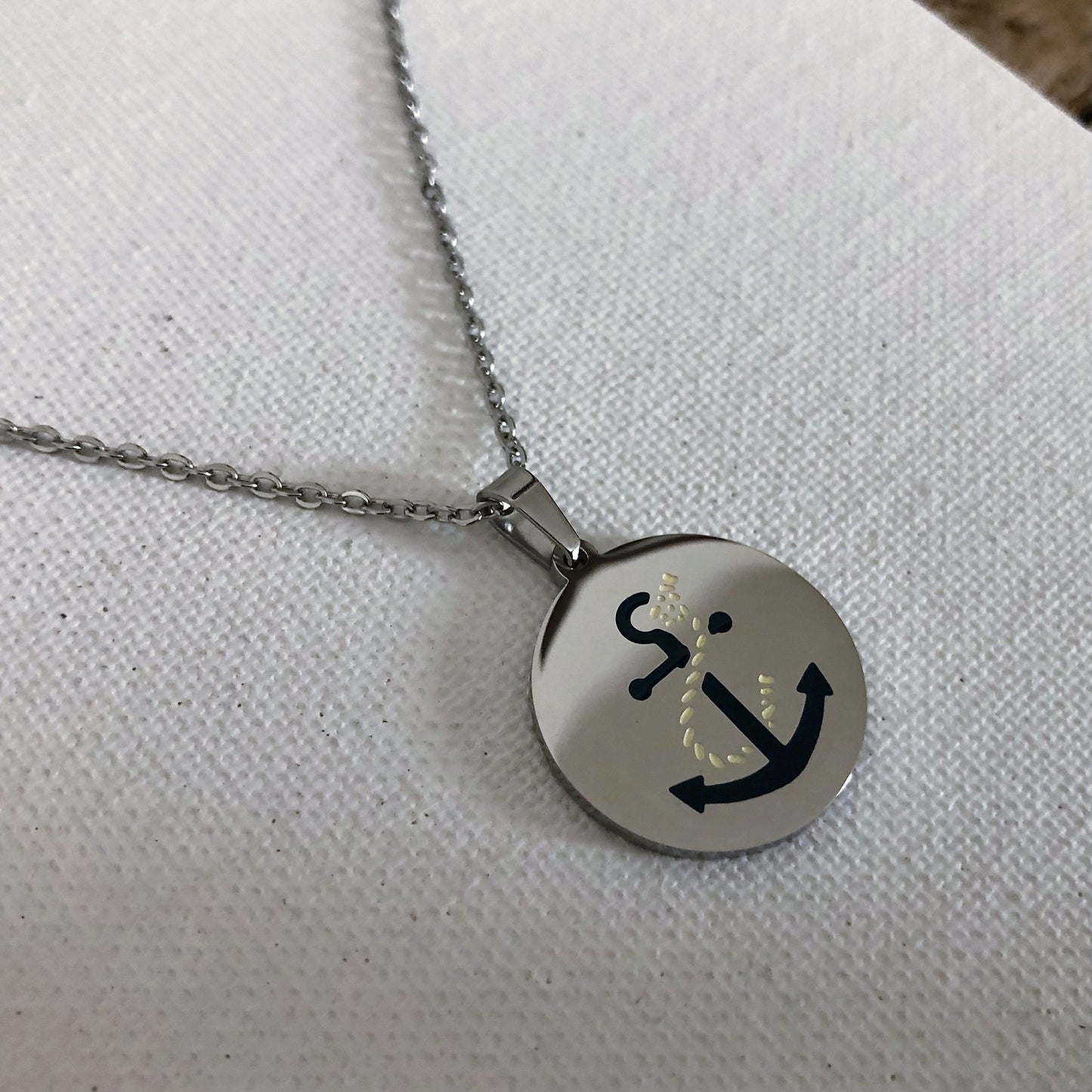 Anchor on Disk Necklace