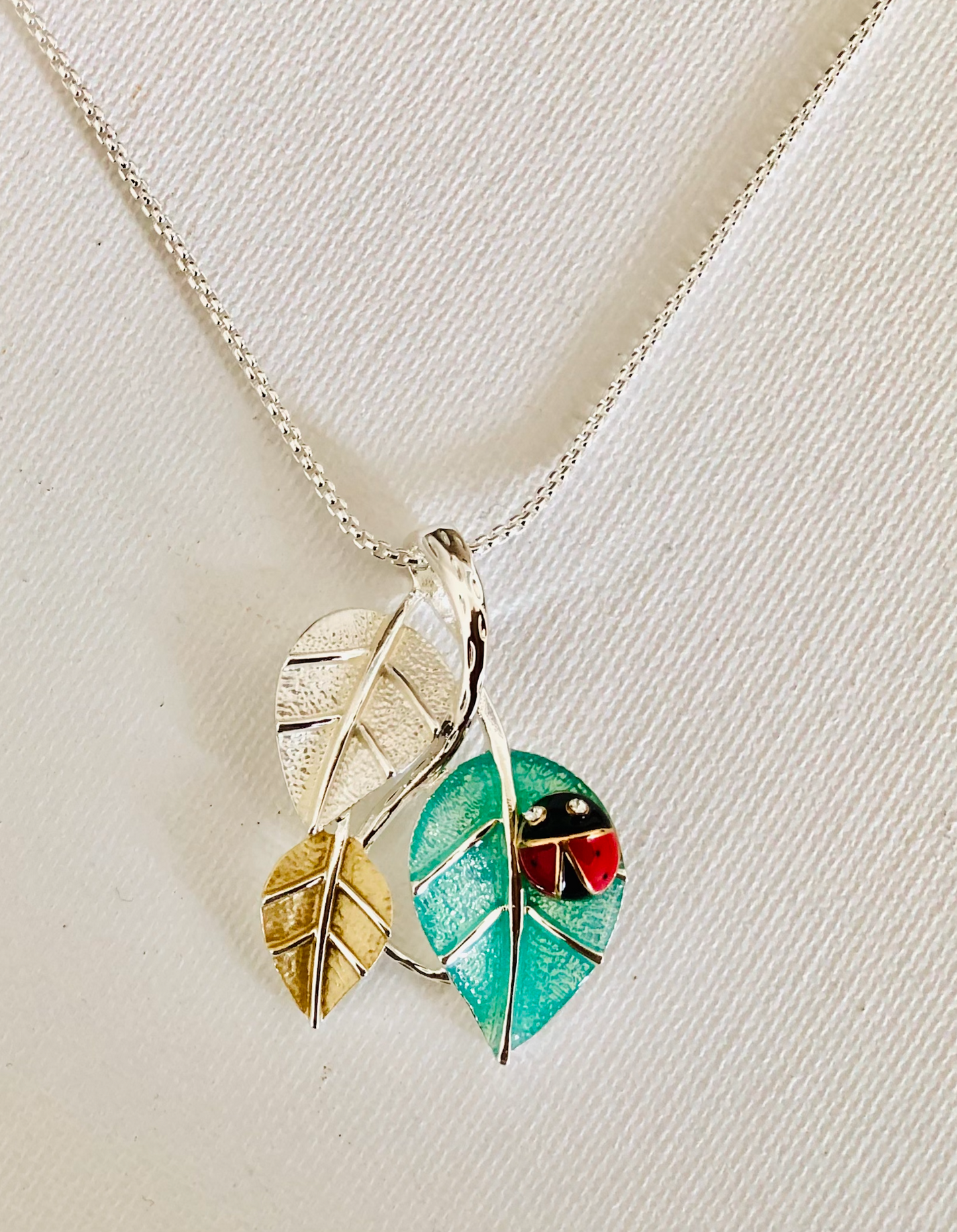 Ladybug BOXED Triple Leaf Necklace