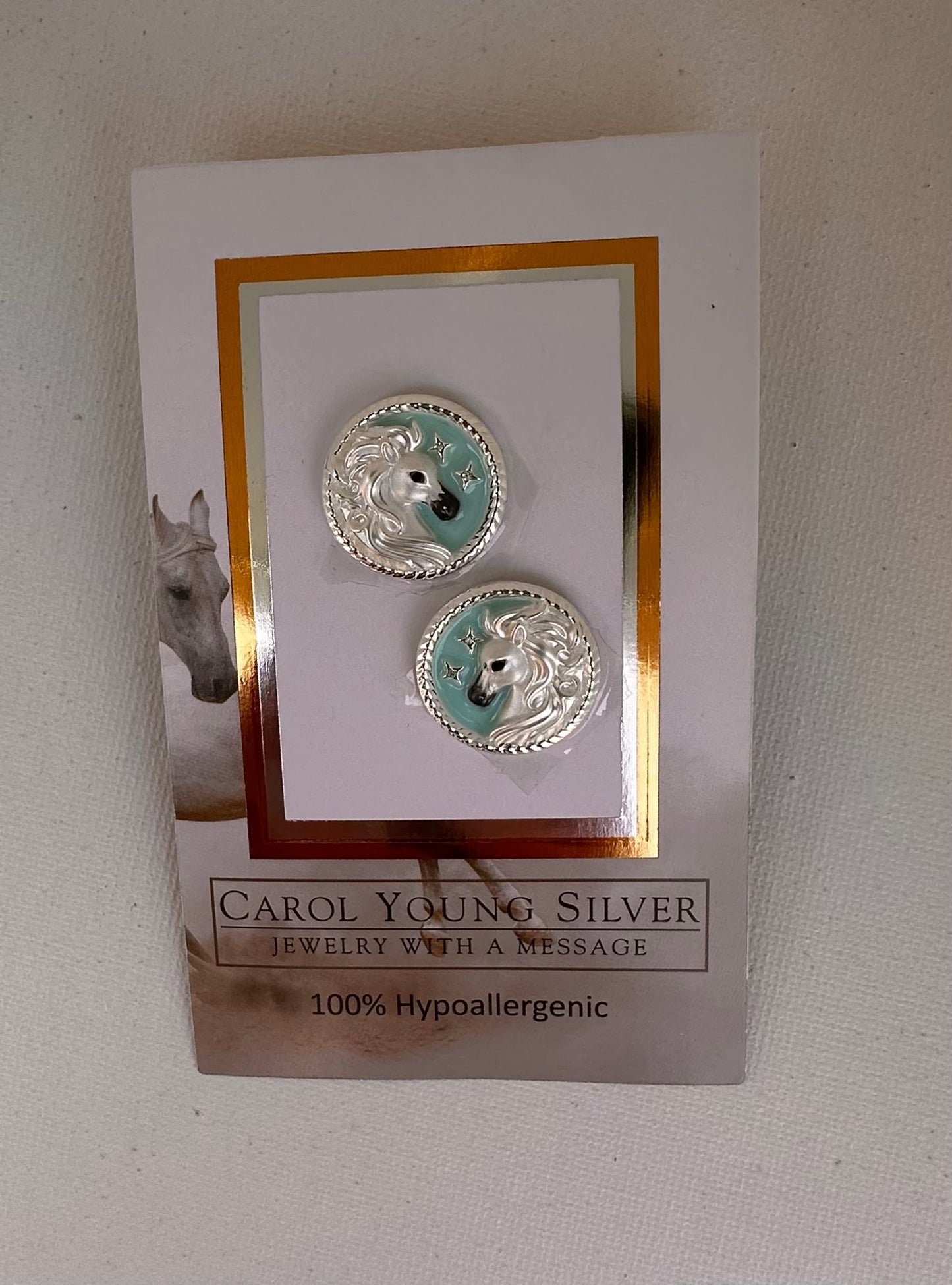 ARABIAN Horse face Disk Earring POST