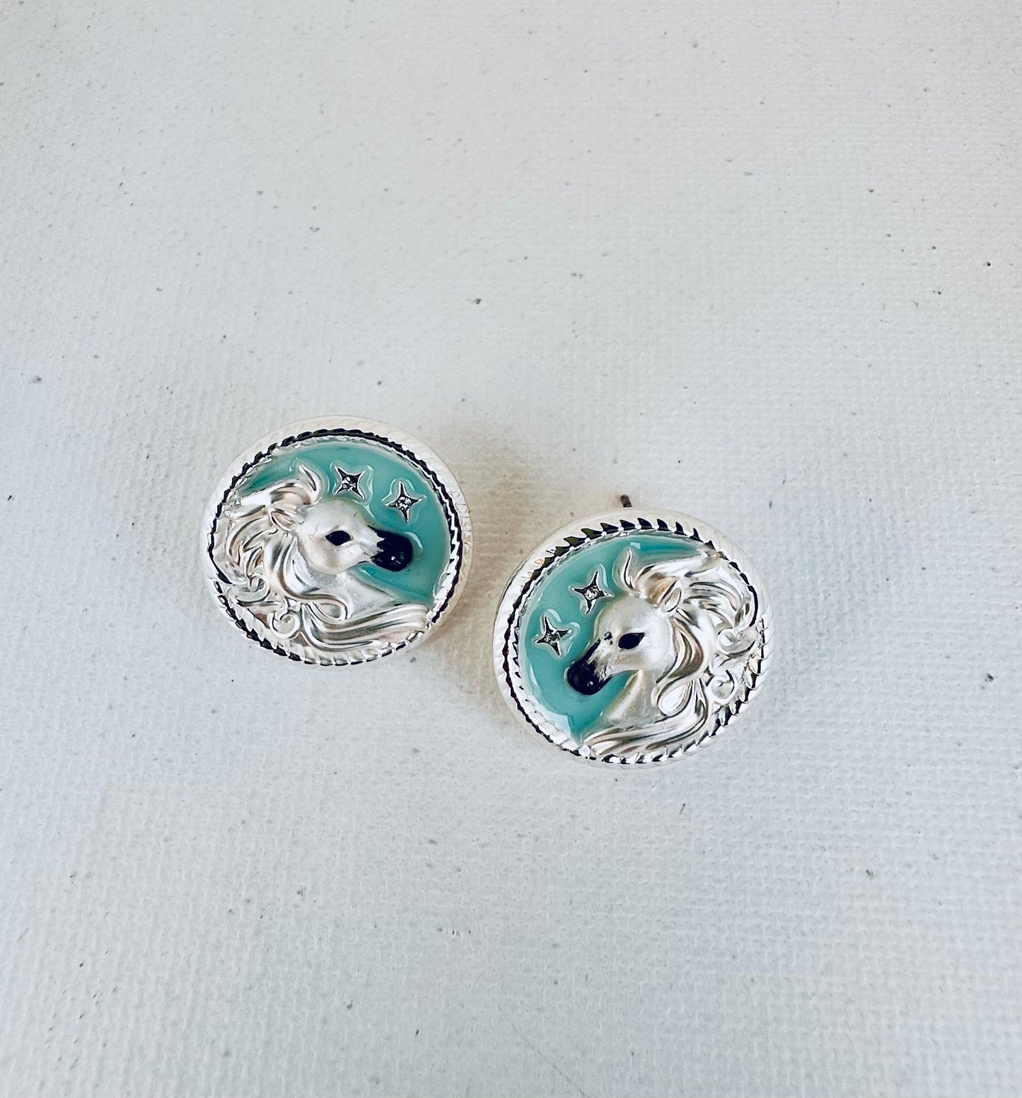 ARABIAN Horse face Disk Earring POST