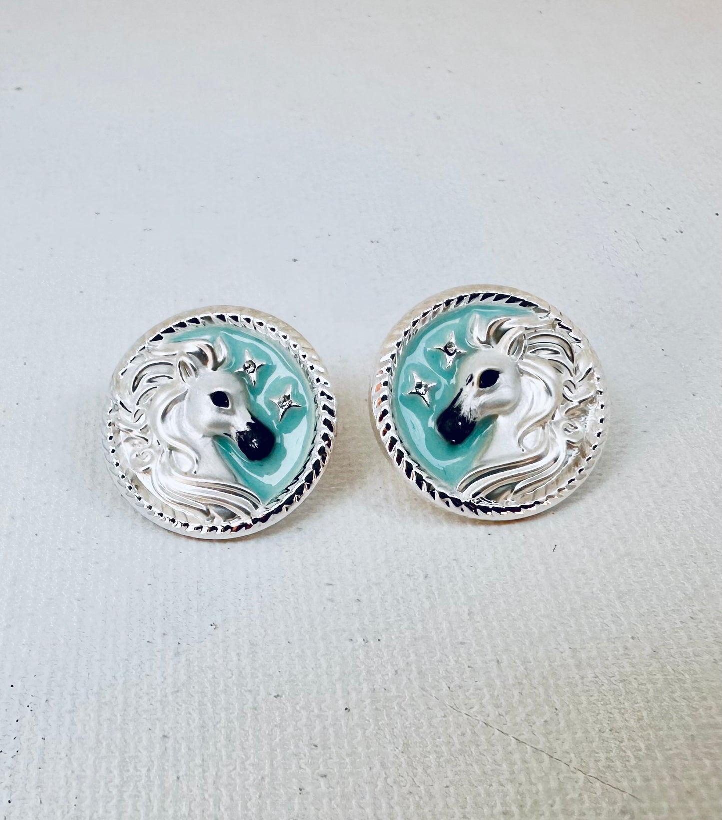 ARABIAN Horse face Disk Earring POST