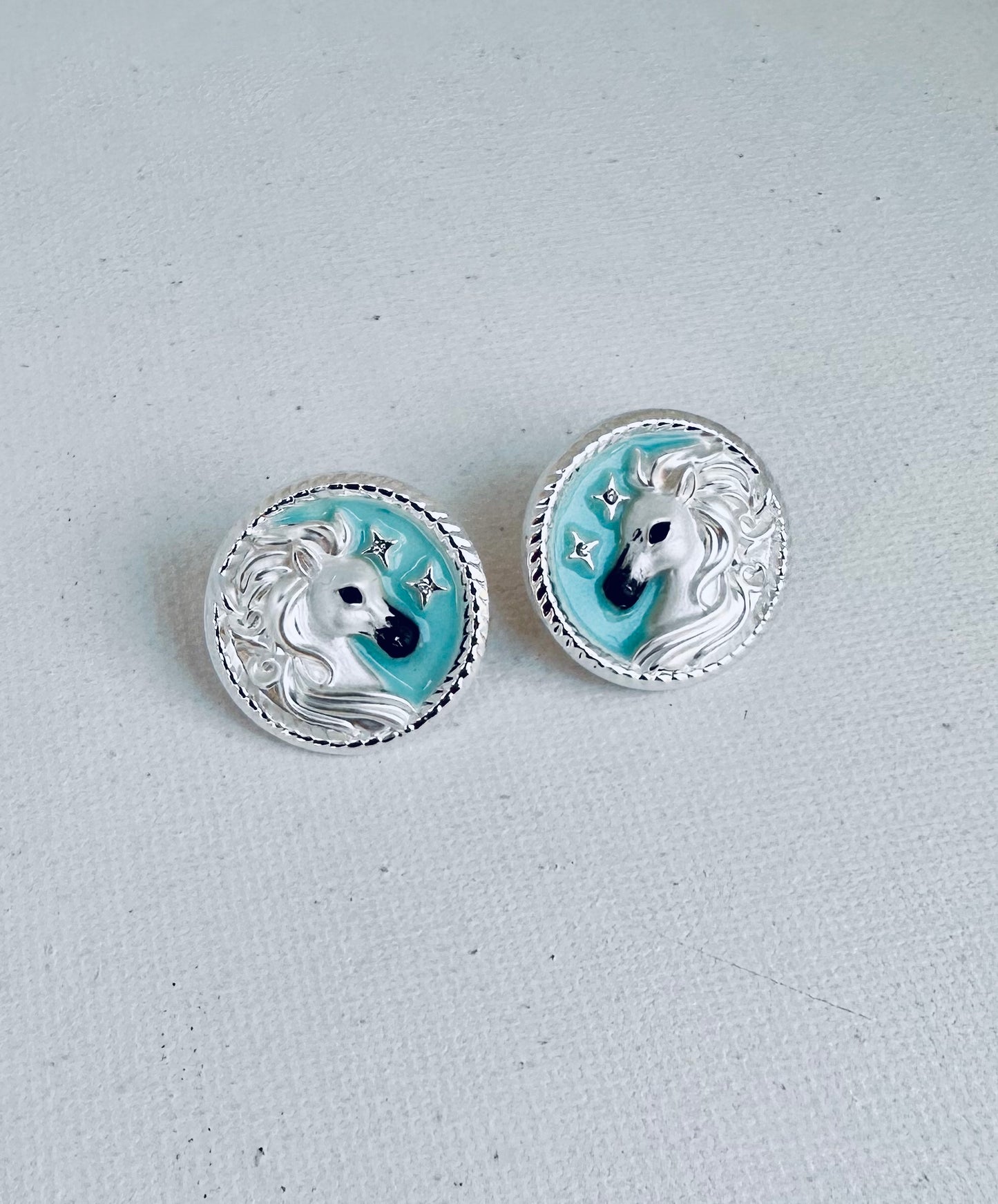 ARABIAN Horse face Disk Earring POST