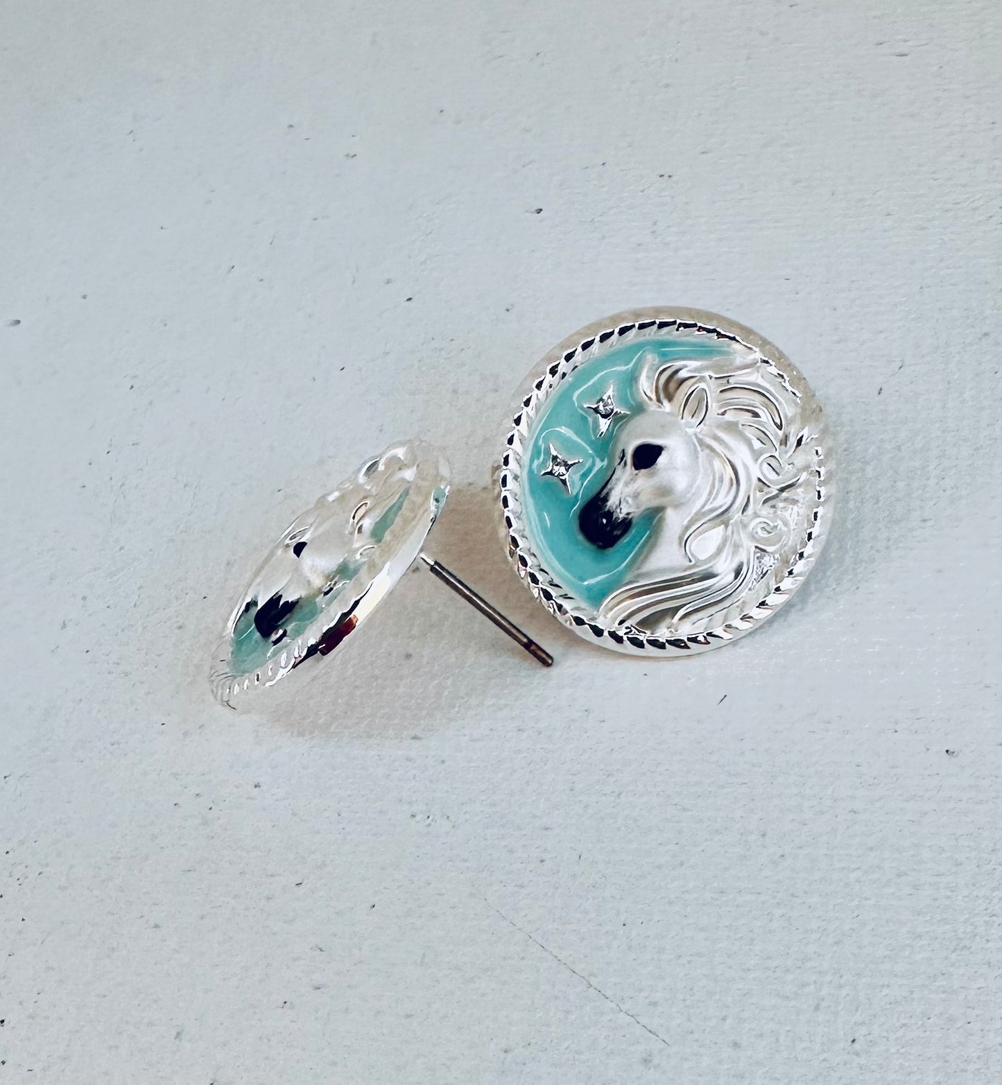 ARABIAN Horse face Disk Earring POST