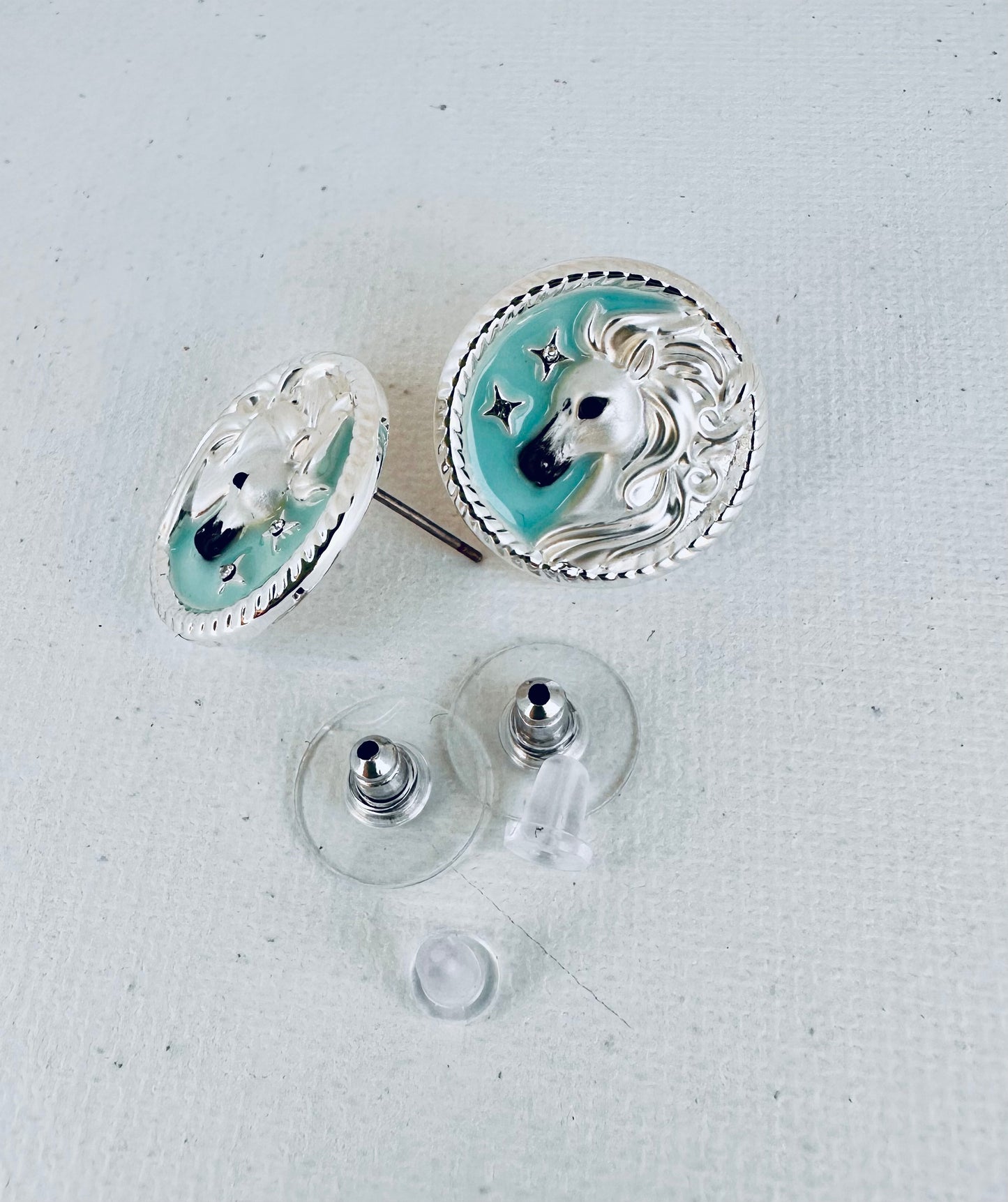 ARABIAN Horse face Disk Earring POST