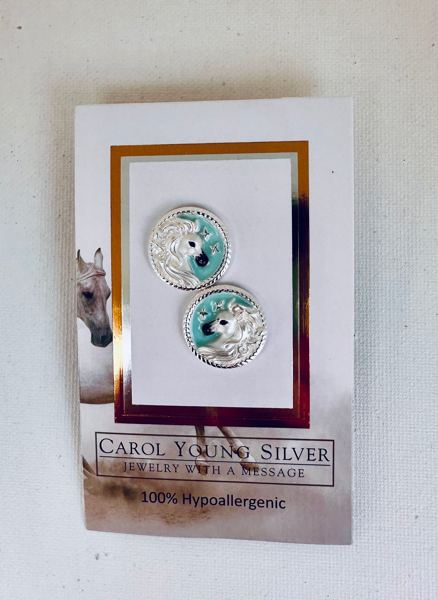 ARABIAN Horse face Disk Earring POST