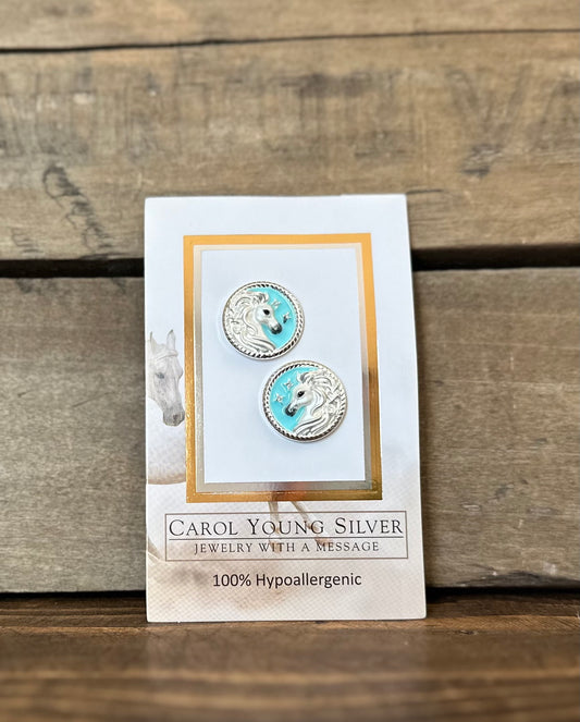 ARABIAN Earrings Horse face Disk POST