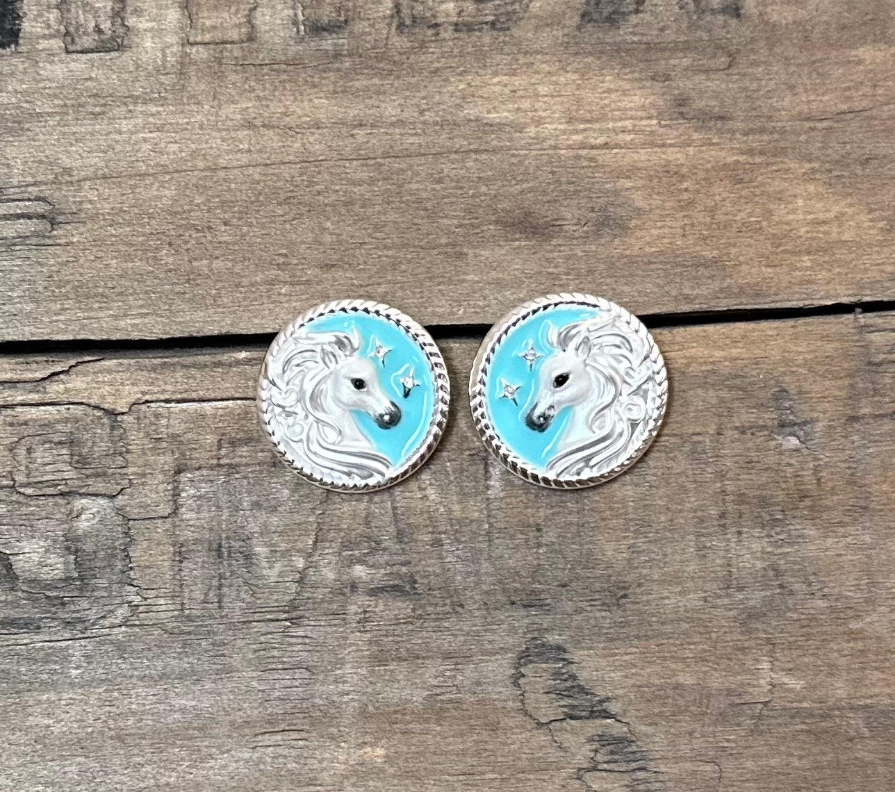 ARABIAN Earrings Horse face Disk POST