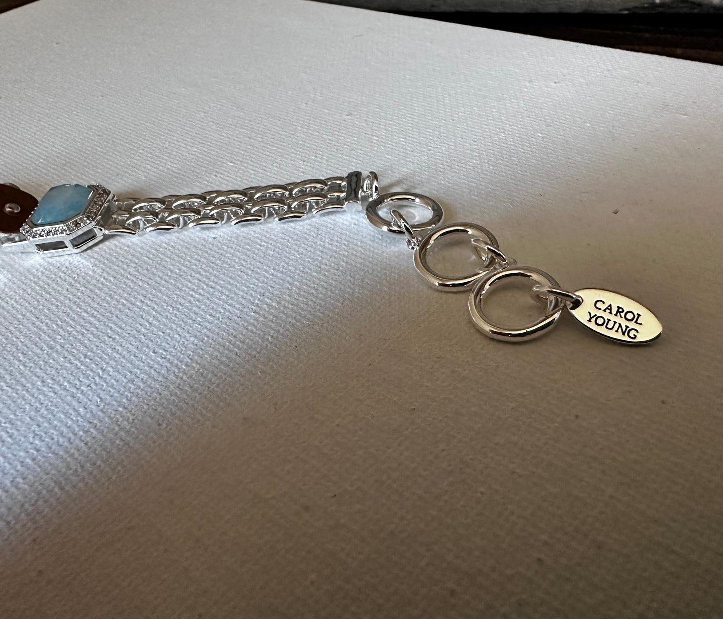 BOLD Bracelet Western Saddle Stirup/Aqua stone w/toggle