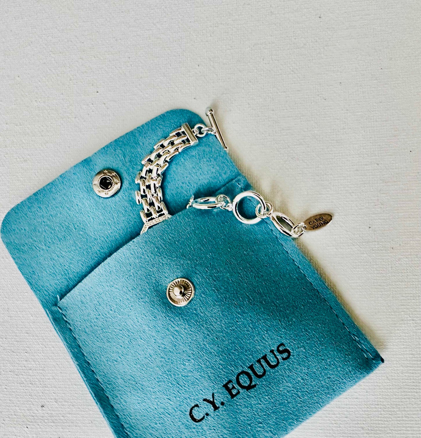 BOLD Bracelet Western Saddle Stirup/Aqua stone w/toggle