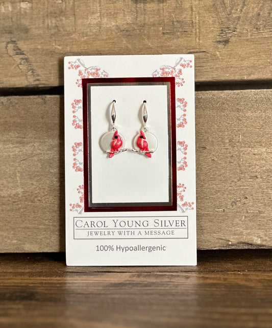 Cardinal Earrings/Disk Wire
