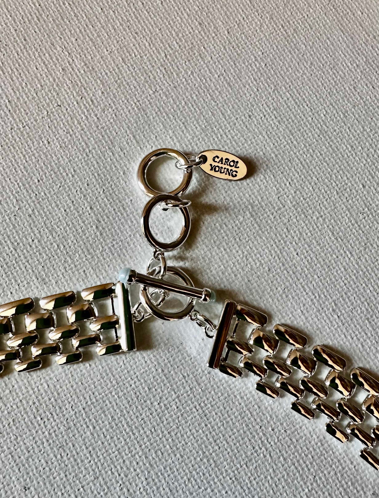 BOLD and beautiful: Westeren Saddle Stirrup Necklace/Aqua stone w/toggle