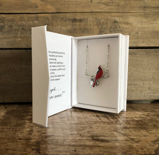 Cardinal BOXED puffy hearts Necklace