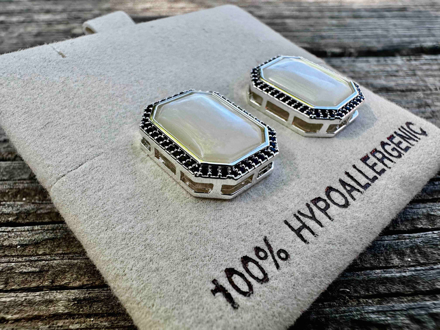 Bold/Modern Mother of Pearl Earrings POST/Jewelry