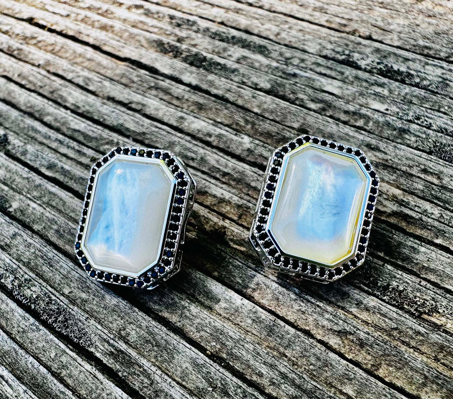 Bold/Modern Mother of Pearl Earrings POST/Jewelry