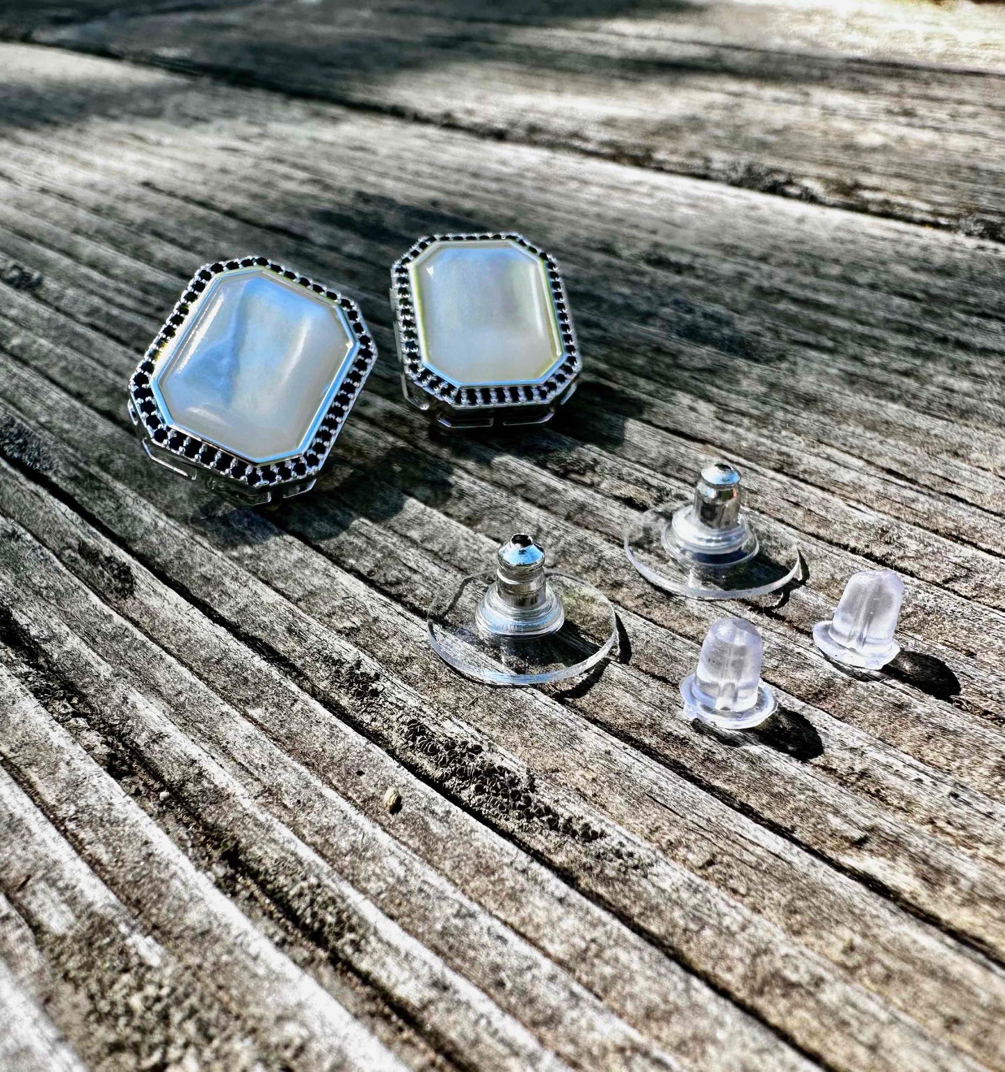 Bold/Modern Mother of Pearl Earrings POST/Jewelry