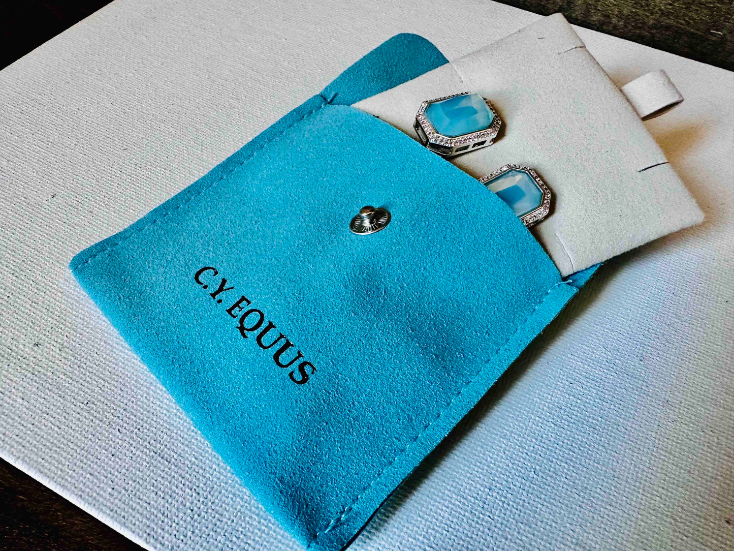 BOLD Rectangle Aqua stone earrings POST