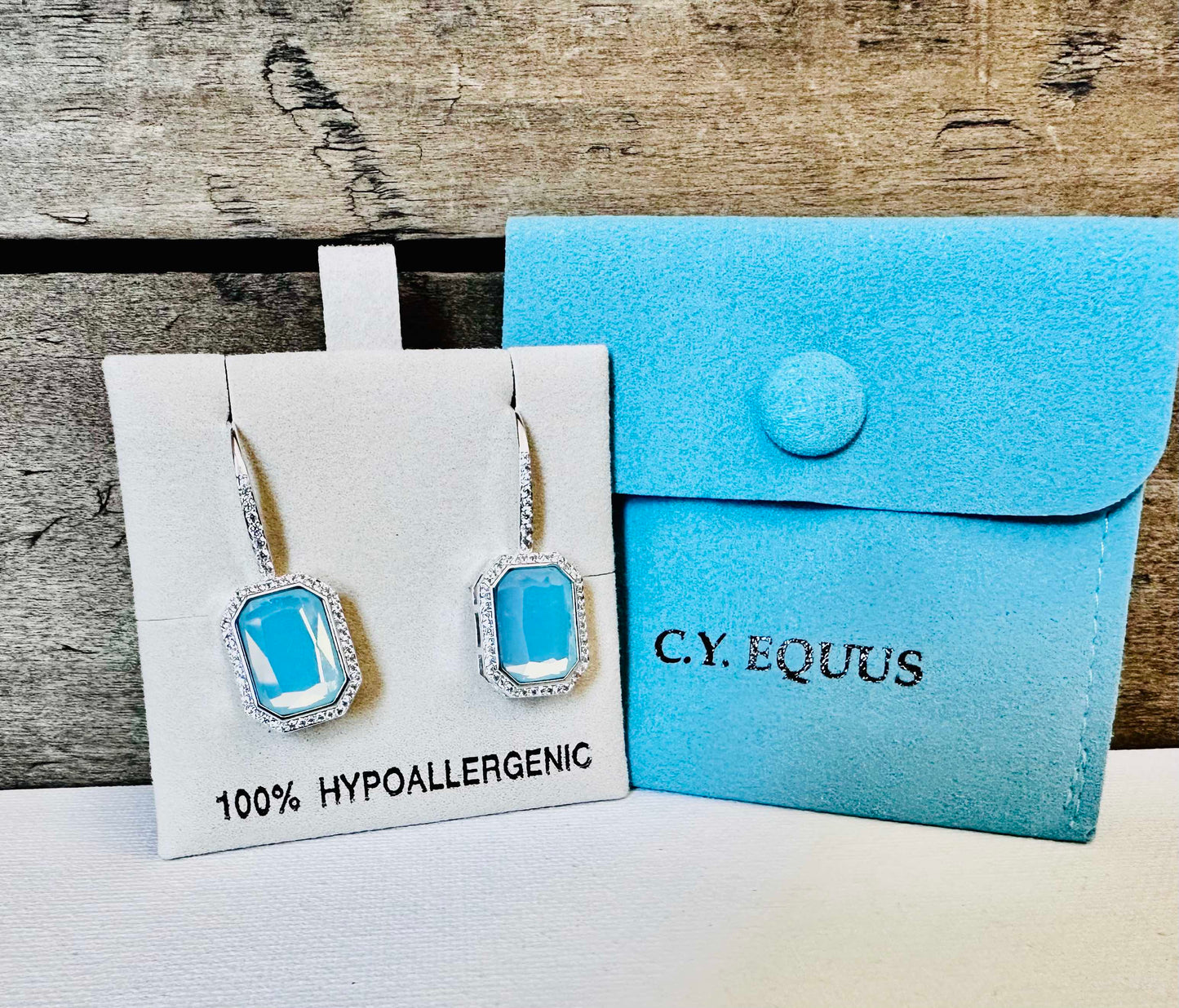 BOLD Aqua stone Earrings WIRE