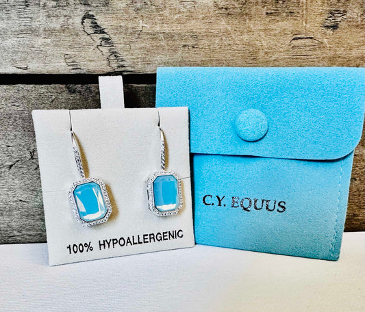 BOLD Aqua stone Earrings WIRE