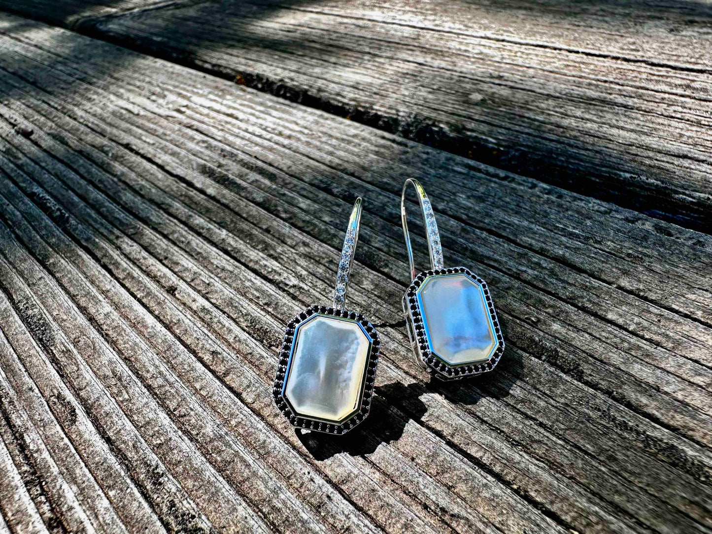 Bold/Modern Mother of Pearl Earrings POST/Jewelry