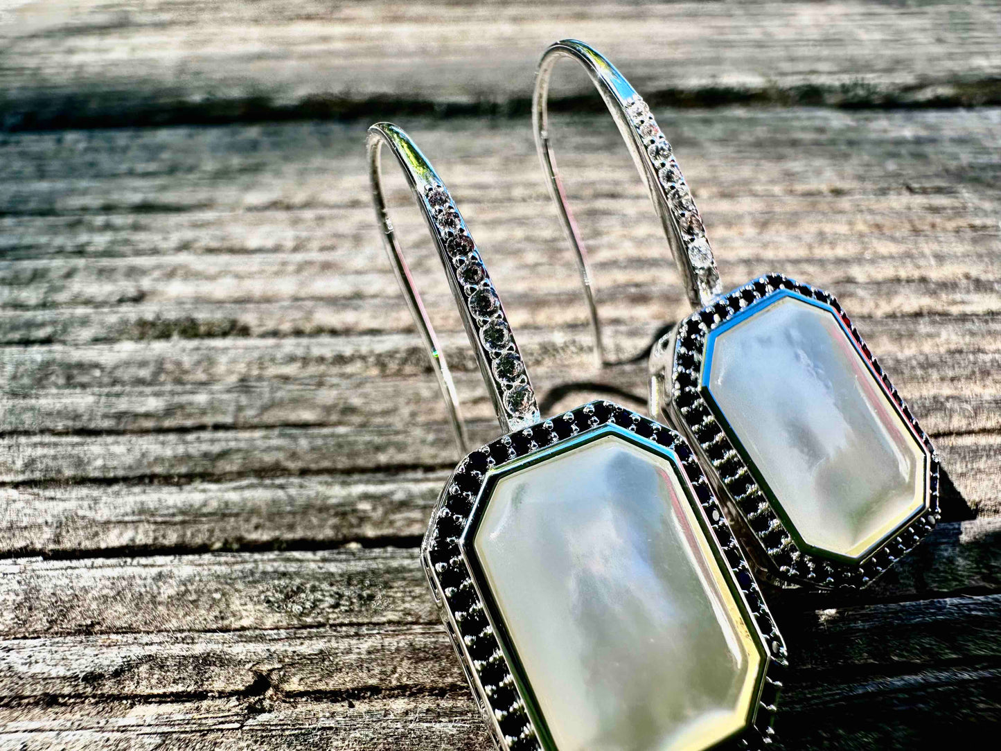 Bold/Modern Mother of Pearl Earrings POST/Jewelry