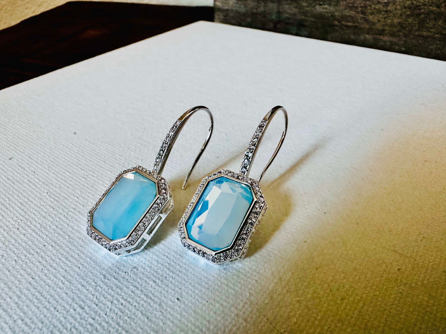 BOLD Aqua stone Earrings WIRE