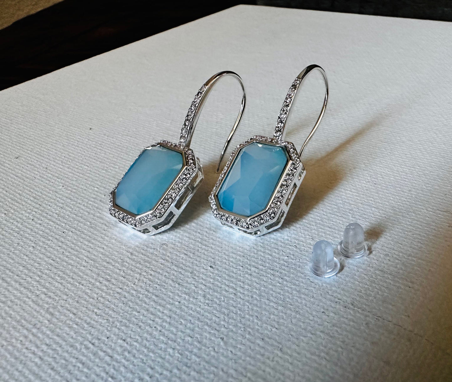 BOLD Aqua stone Earrings WIRE