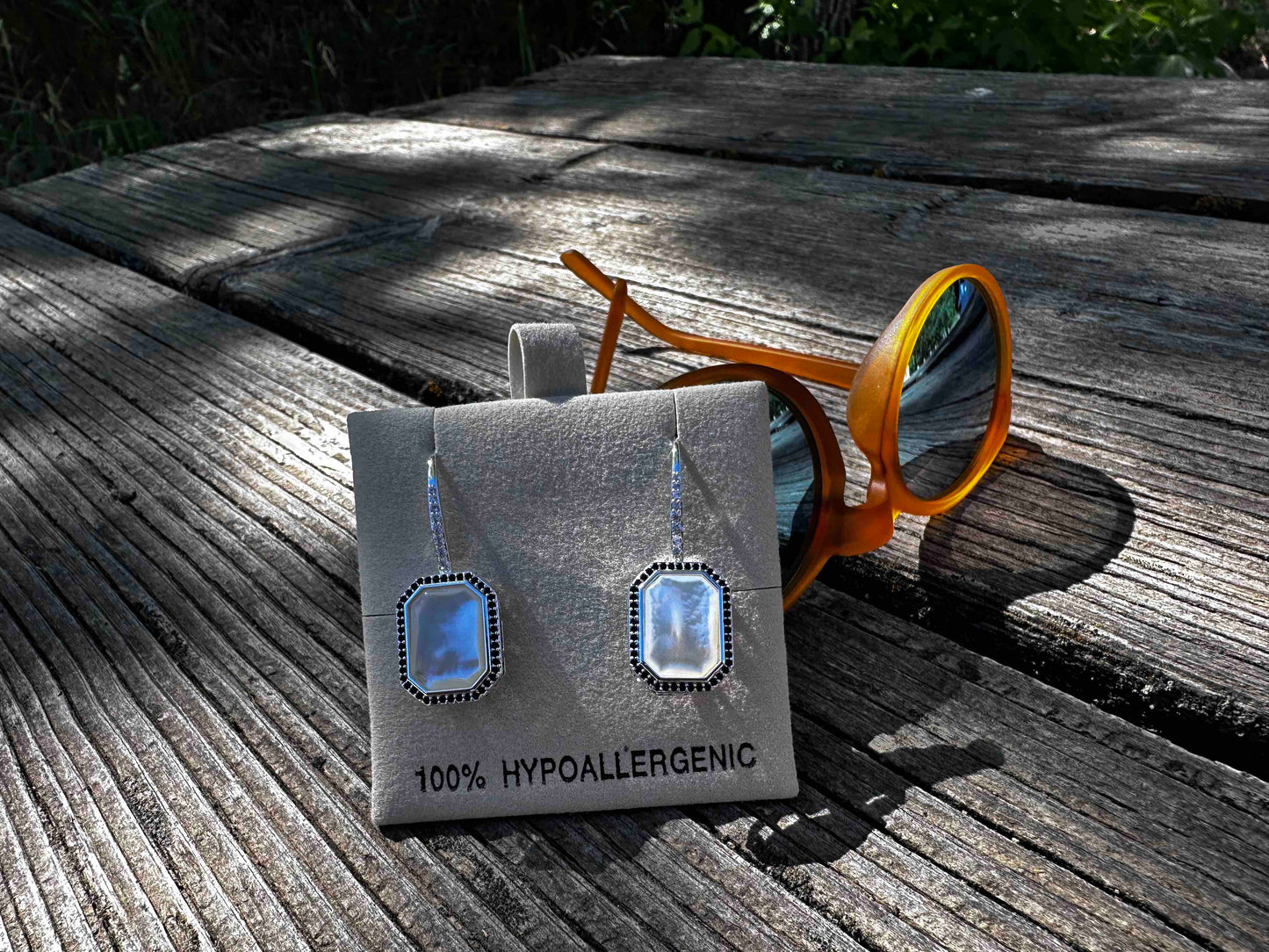 Bold/Modern Mother of Pearl Earrings POST/Jewelry