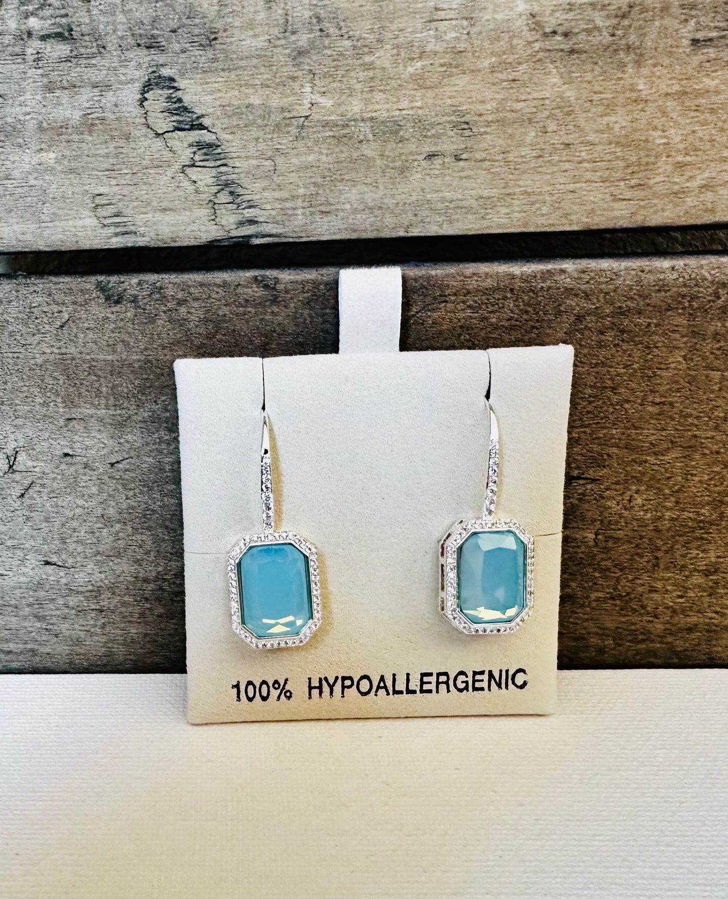 BOLD Aqua stone Earrings WIRE