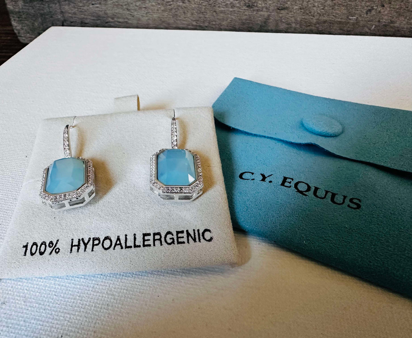 BOLD Aqua stone Earrings WIRE