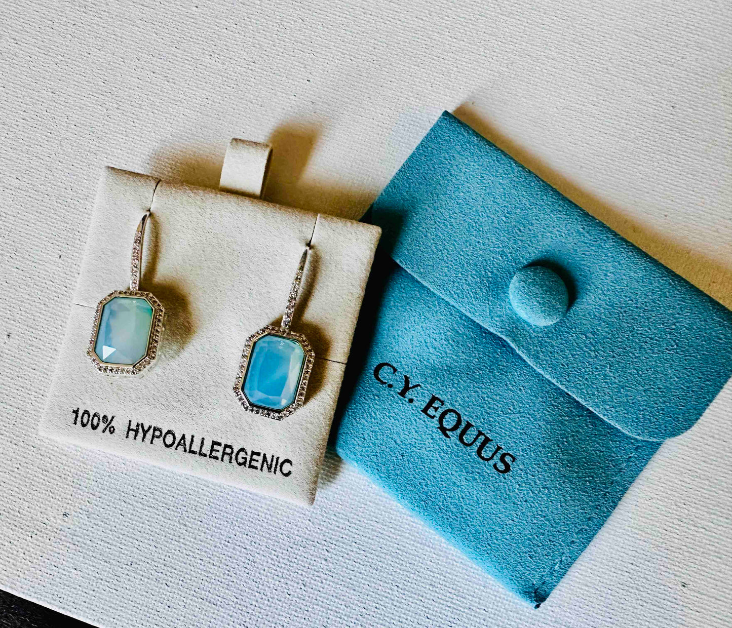 BOLD Aqua stone Earrings WIRE