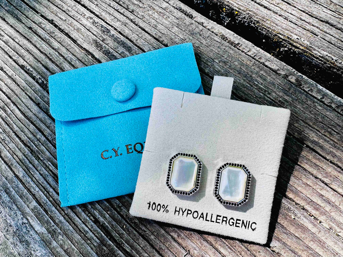 Bold/Modern Mother of Pearl Earrings POST/Jewelry