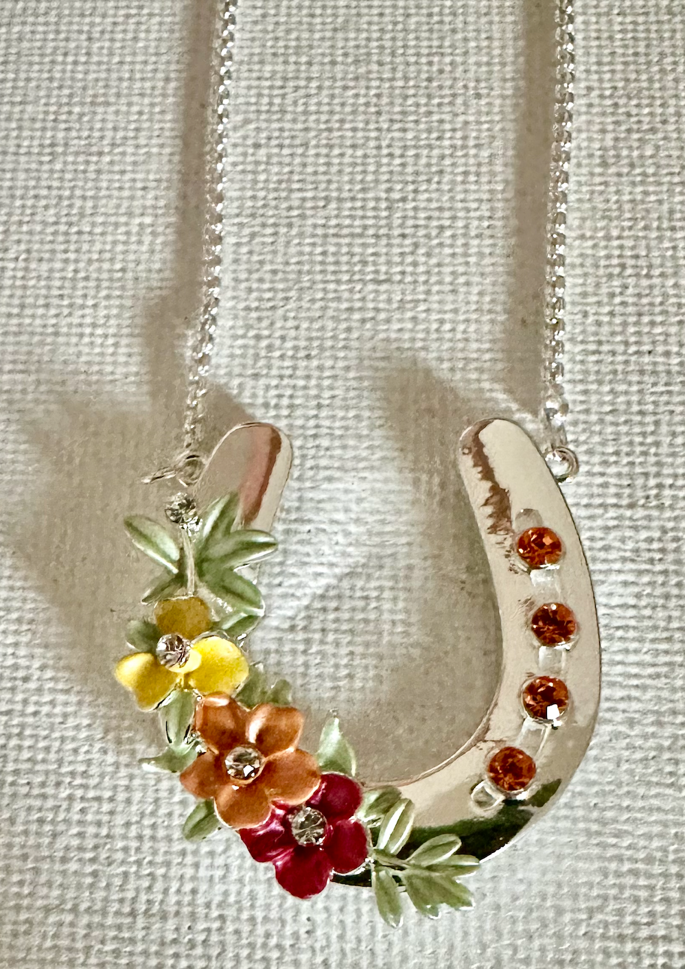 Horseshoe with Flowers BOXED necklace