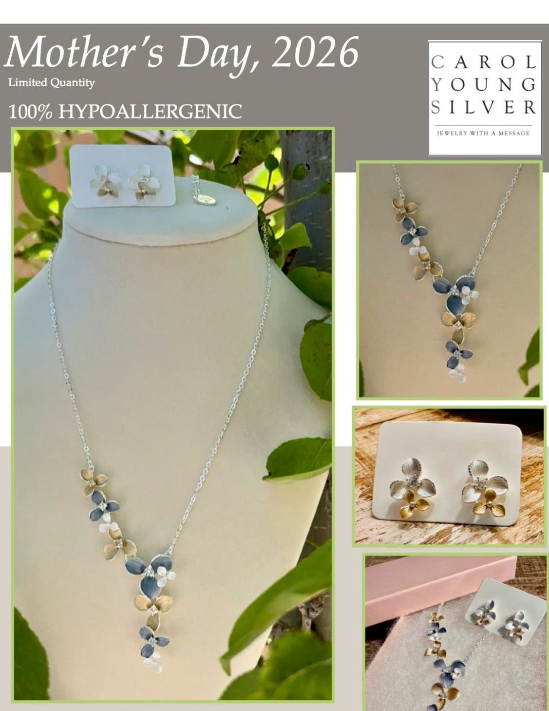 Cascading floral jewelry set