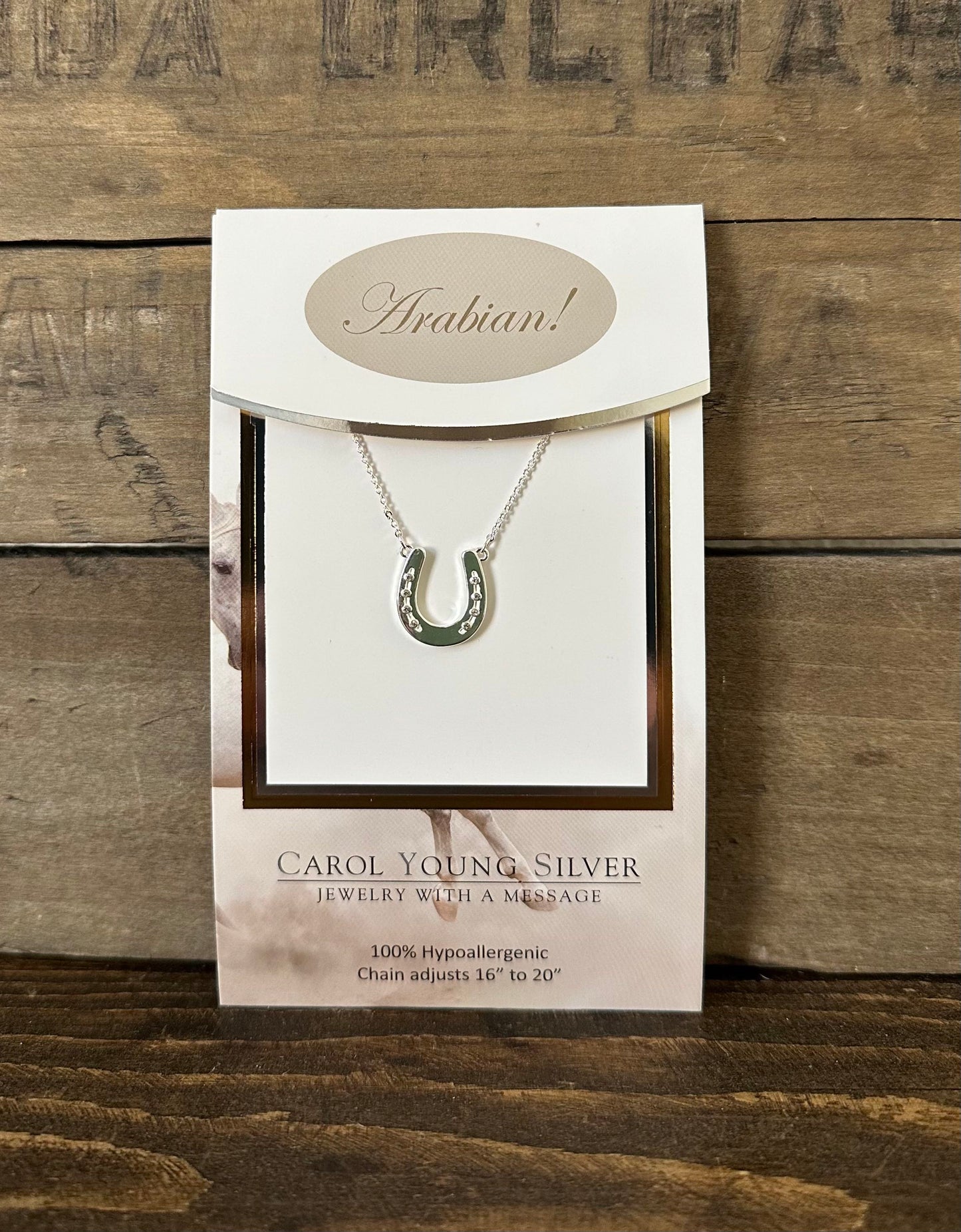 Equestrian: ARABIAN/Single Horseshoe CARDED Petite Necklace