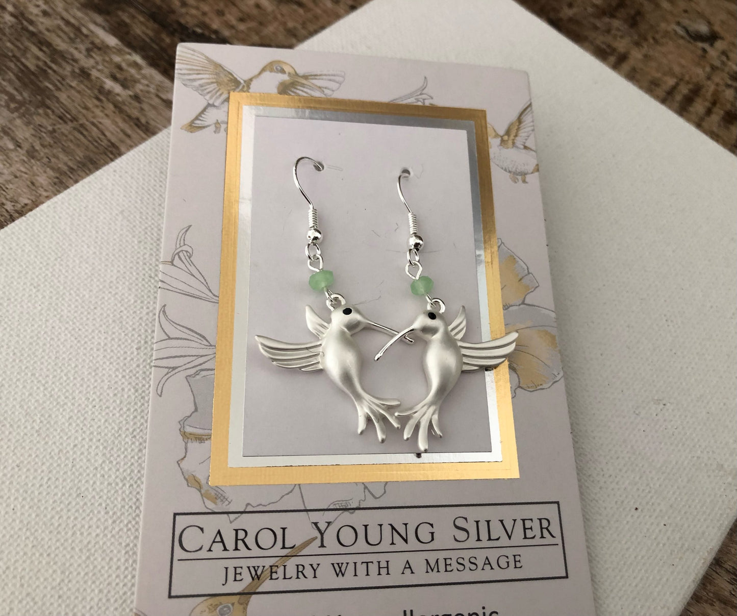 Hummingbird Earrings WIRE- Carol Young Silver