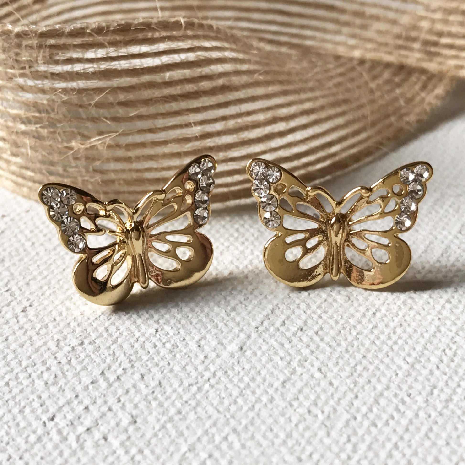 butterfly earrings goldtone