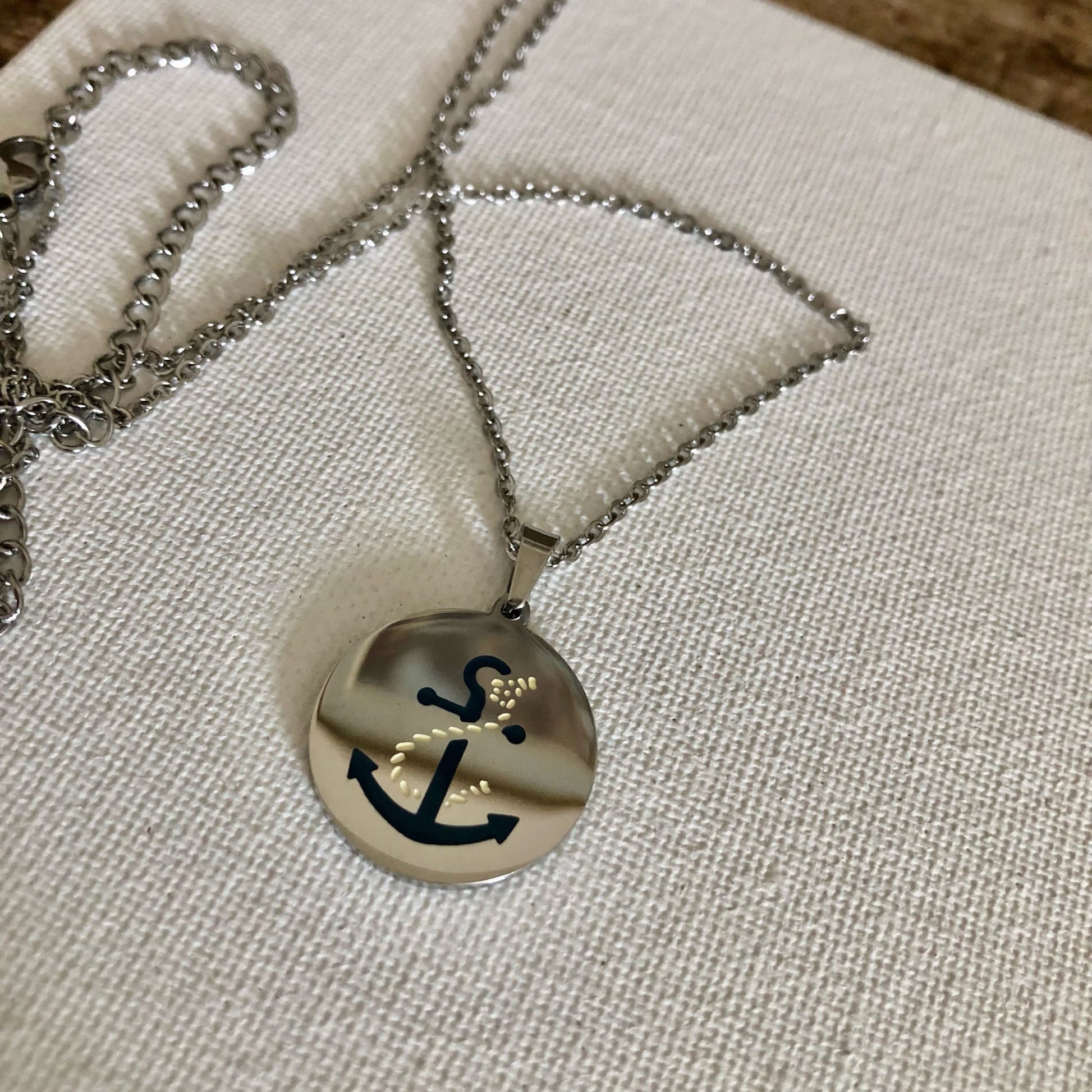 Anchor on Disk Necklace