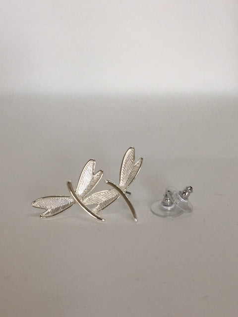 Dragonfly Earrings/Silver tone LG